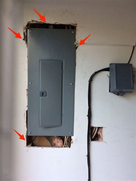 drywall around electrical fuse box panel|electrical drywall repair.